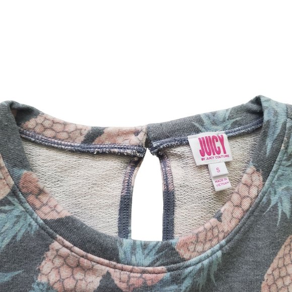 Juicy Couture romper womens size small Gray color Pineapple print ruffle details - Picture 7 of 12